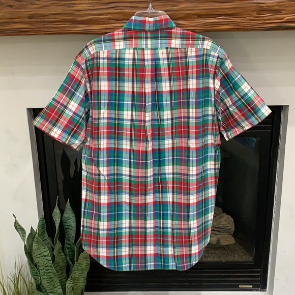 {Ralph Lauren}Mens M Red/Wht/Blue/GreenYellow Plaid Blake 100%Cotton ButtonDown - Picture 4 of 5